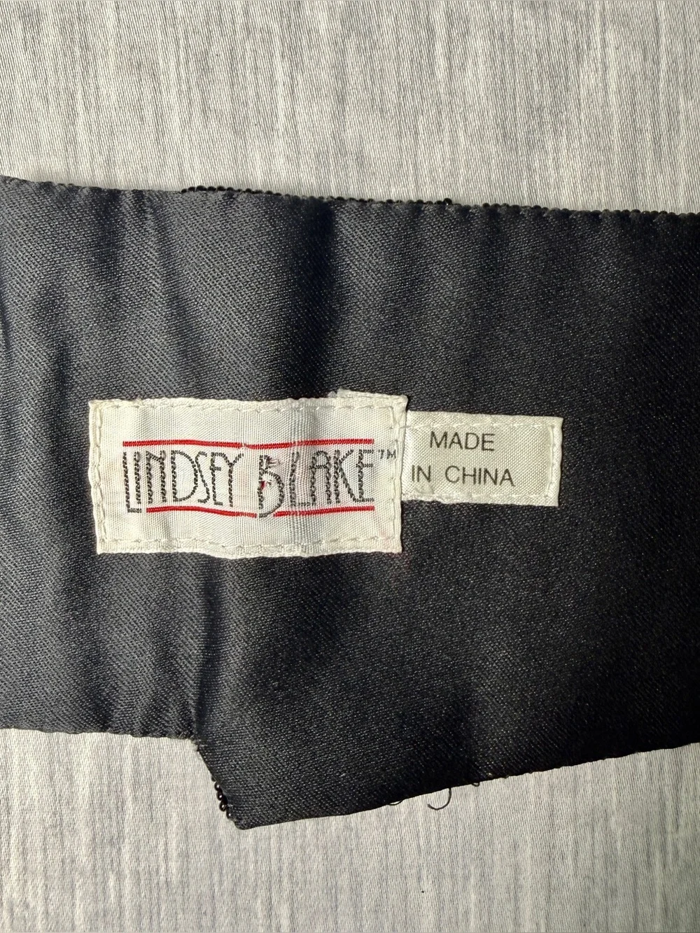 Lindsey Blake Wide Beaded Cummerbund Sash Belt Black Silver Vintage 80s